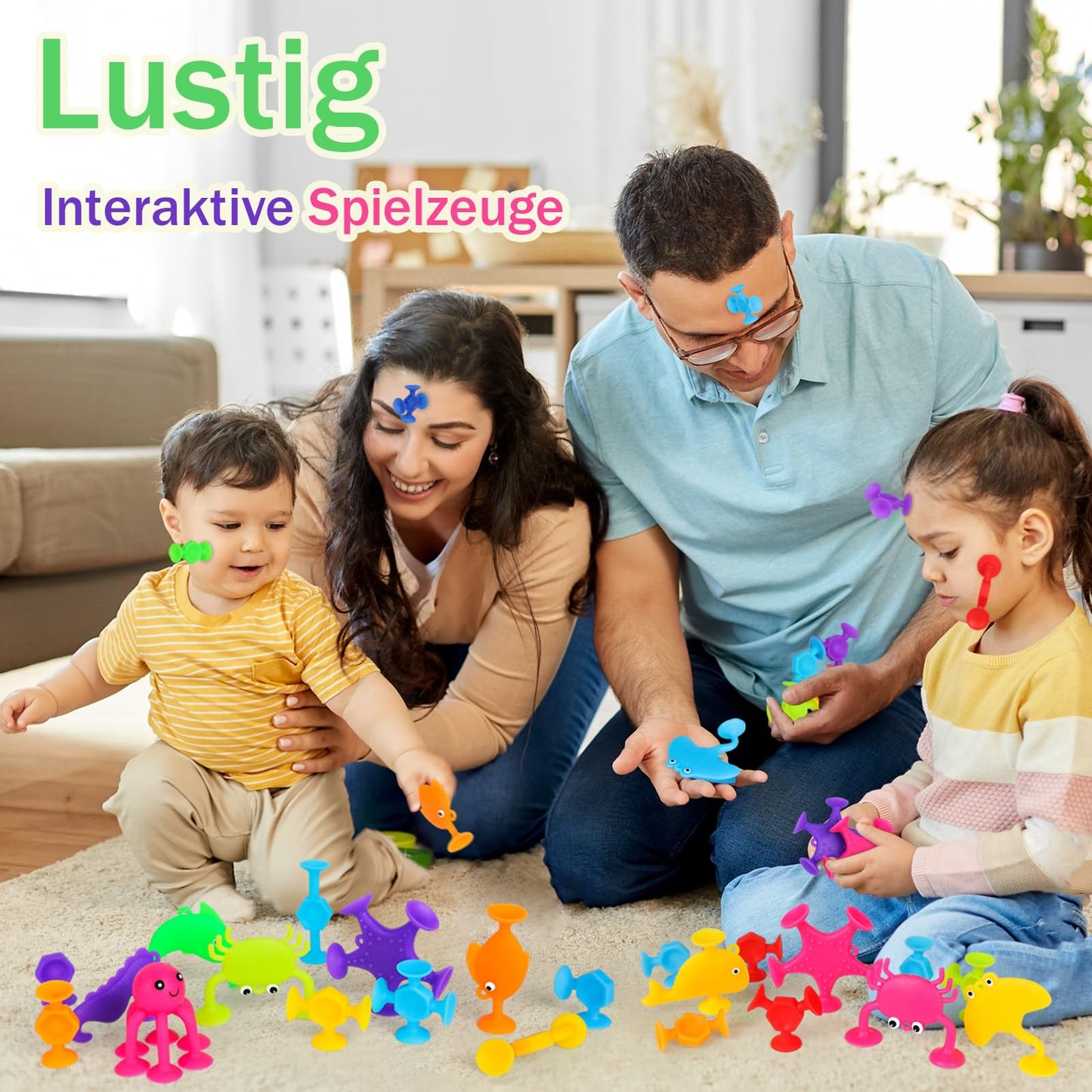 Suction cup toy, 50 pieces sensory silicone building blocks suction toy, bath toy for babies from 3 years with dinosaur egg storage, children stress relief gift for 4 5 6 year old boys and girls.