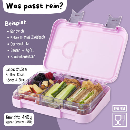 BEARFOOT Kids BPA-free lunchbox/bento box with compartments, for girls & boys, school & kindergarten (unicorn)