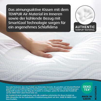 TEMPUR Comfort Air Medium Pillow, breathable pillow for every sleeping position, OEKO-TEX MADE IN GREEN certified, medium-firm feel, 40 x 80 cm.