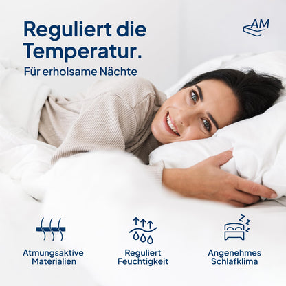 AM Quality Mattress Gel Topper 180x220cm soft - Made in Germany - Gel foam topper 180x220 with Lyocell cover & anti-slip function - Adaptive memory foam mattress topper 180x220