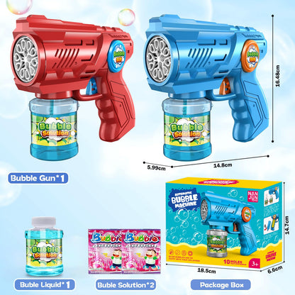 ROMINVIC Bubble Machine, Kids Bubble Gun Machine: LED Electric Bubble Blower With 100 ML Tank Blue Automatic Bubble Maker For Kids Shooter Party Toy