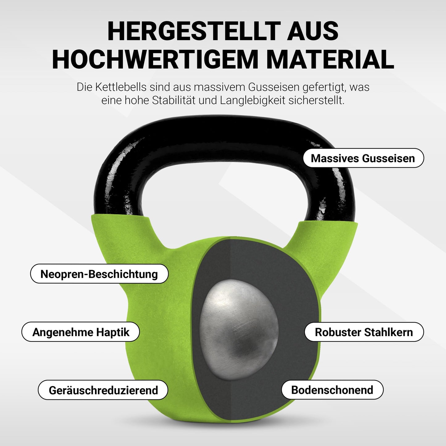 Kettlebell Neoprene 2 - 30 kg incl. exercise poster (6 kg - green) Ball kettlebell