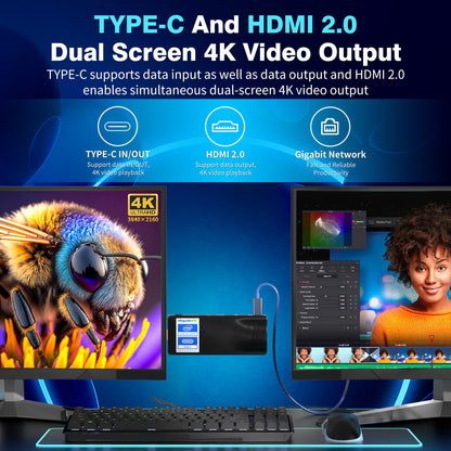 HEIGAOLAPC PC Stick Win 11 Pro, Celeron J4125 8GB DDR4 RAM 128GB eMMC Fanless Mini Computer, Dual WiFi 5.0/BT5.2/4K 60Hz/USB PD3.0 Business Office Industrial IOT Media Home Micro PC