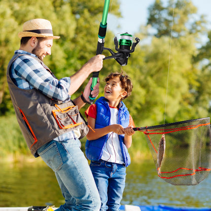 Kids fishing rod set, 1.8m beginner fishing rod for kids with reel and bait set, carbon fiber telescopic rod and reel, fishing gear for kids aged 3-10 (Green)