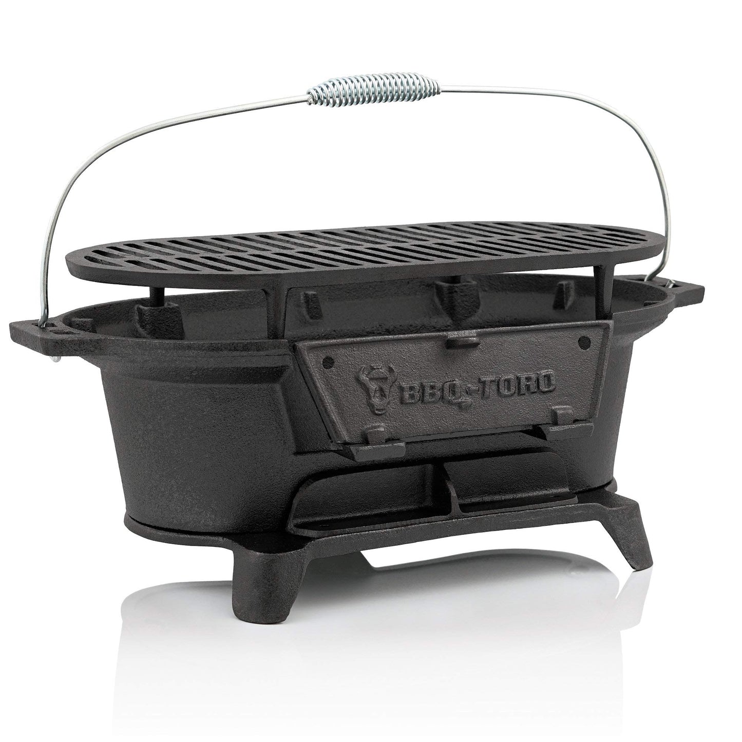 BBQ-Toro Cast Iron Grill Pot with Grill Grate | 50 x 25 x 23 cm | Hibachi Style Charcoal Camping Grill | Charcoal Camping Grill, Cast Iron Fire Pot, BBQ Grill, Dutch Oven Station, Camping Accessories