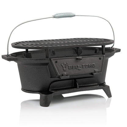 BBQ-Toro Cast Iron Grill Pot with Grill Grate | 50 x 25 x 23 cm | Hibachi Style Charcoal Camping Grill | Charcoal Camping Grill, Cast Iron Fire Pot, BBQ Grill, Dutch Oven Station, Camping Accessories