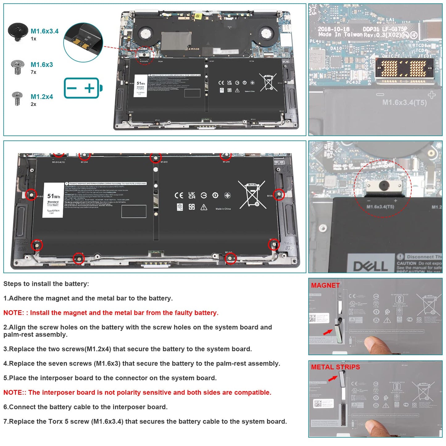 ARyee 52TWH Battery Compatible with Dell XPS 13 7390 2-in-1 P103G P103G001 P103G002 Series Notebook, Replacement for 52TWH MM6M8 0MM6M8 XX3T7 0XX3T7 (7.6V 51Wh)