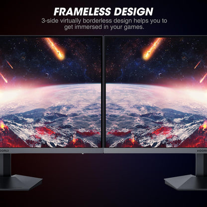 KOORUI 24-inch gaming monitor 165Hz, IPS, 1080p, 1ms, compatible with Adaptive-Sync G-Sync, frameless, HDMI, DisplayPort, tilt adjustable, eye care, VESA wall mount, black