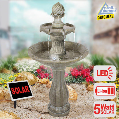 Solar garden fountain fountain solar fountain classic garden decoration fountain waterfall garden light pond pump for terrace, balcony, improved model with pump instant start function