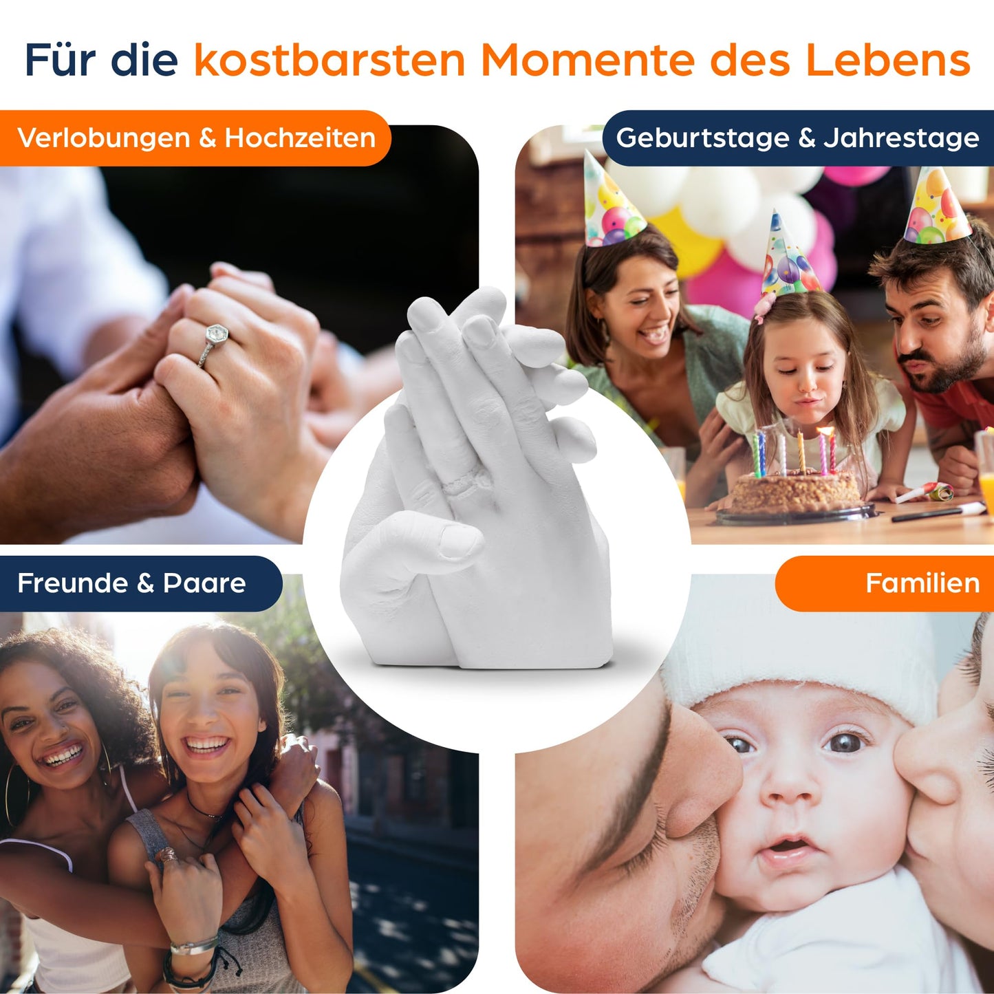 Niimo® 3D handprint set for couples - personalized gifts for women & men, detailed couple gifts for weddings, engagements, and more, easy with video tutorial.