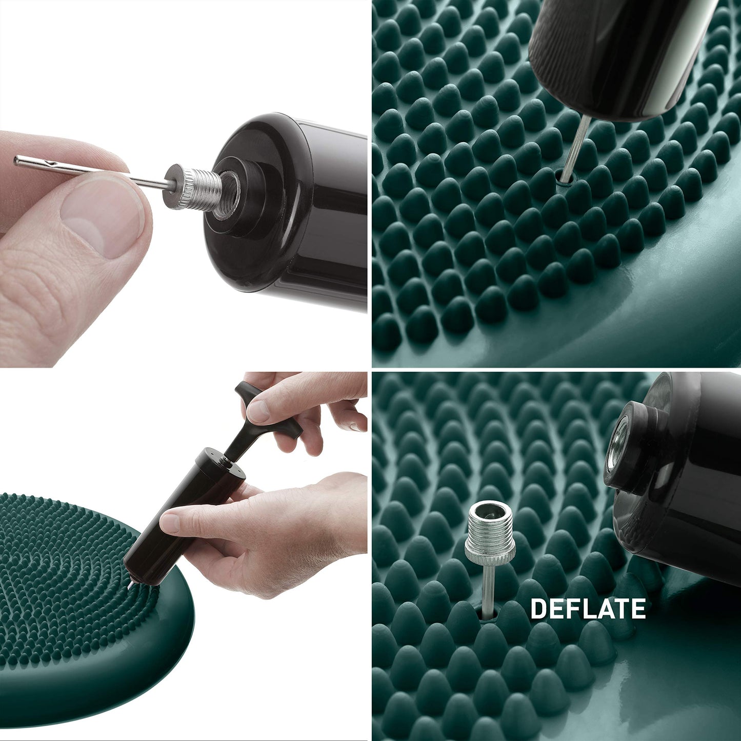 BODYMATE ball cushion with pump Midnight Green 34cm diameter - balance cushion, air cushion, balance pad, knob cushion - core, fitness, rehab, coordination and back training.