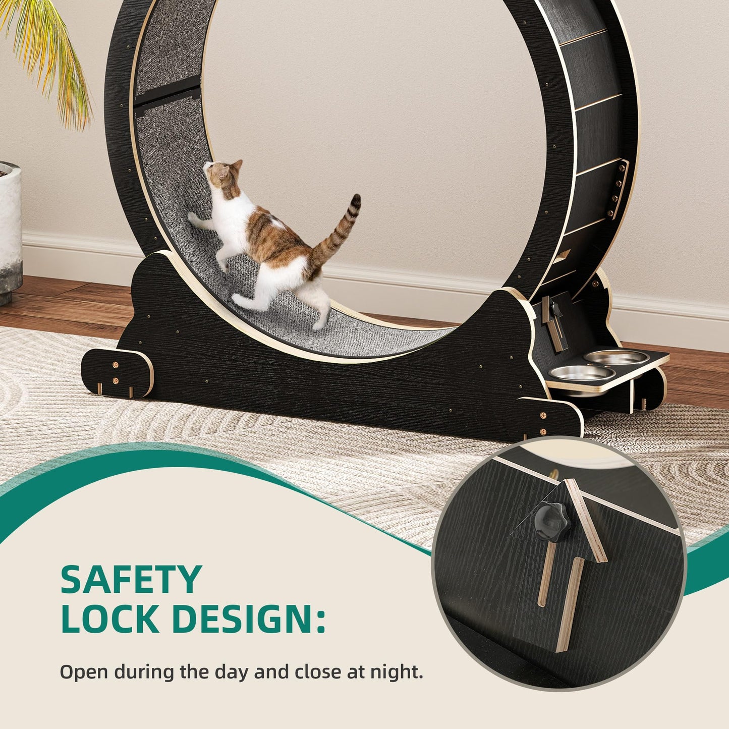 YITAHOME Cat Wheel Large Cat Exercise Wheel Silent Cat Wheel for Big Cats, Indoor Cats Fitness Cat Wheel Workout Equipment, 1065x1010x380mm