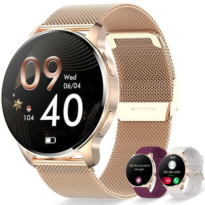 Erkwei smartwatch for women with phone function 1.32" touchscreen fitness tracker with pedometer heart rate sleep monitor waterproof watch for iOS Android
