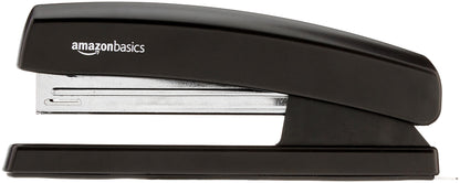 Amazon Basics 2-Pack Stackable Black Letter Trays & Stapler with 1,000 Staples, Black