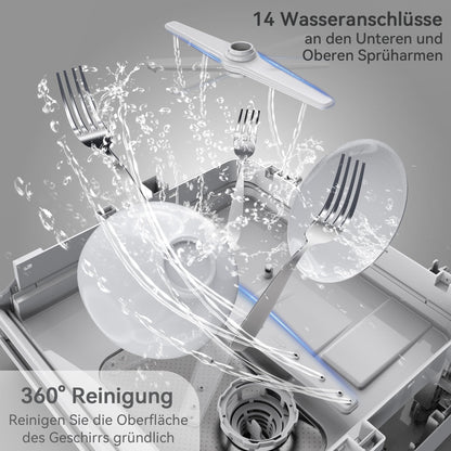 Hermitlux table dishwasher, mini dishwasher can be used with or without water connection, 43 cm wide, space for 4 place settings, suitable for camping, 175 kWh/year, white