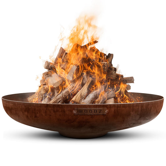 Moodz fire pit 100 cm - fire bowls for the garden - outdoor fire pit & fire barrel - fire pit with optional grill grate made of 3 MM high-quality Corten steel - fire basket for the garden - 100x100x21cm