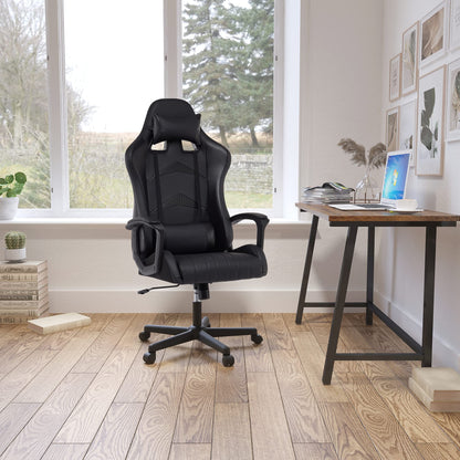 IntimaTe WM Heart Gaming Chair, Ergonomic Gamer Chair, Desk Chair with Adjustable Headrest and Lumbar Pillow, Computer Chair with High Backrest, 52 x 49 x 130cm (Black)