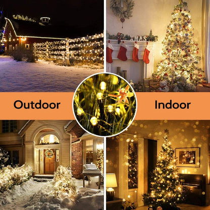 BrizLabs Christmas Tree Lights Outdoor, 100M 1000 LED Christmas String Lights Outside, 8 Modes Powered by Battery Waterproof Decorative String Lights for Indoor Room Garden Wedding Party, Warm White