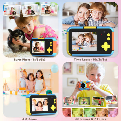 BaFuland kids camera, 2.4-inch screen children's camera, 20MP & 1080P HD digital camera for kids, selfie camera with 32GB card, kids toy gifts for boys & girls aged 3-12 years.