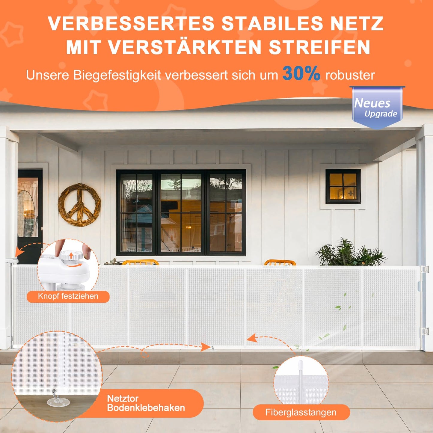 Stair gate extendable to 300cm, door gate extendable reinforced 89cm high, baby barrier extra wide baby gate, stair safety gate door gate dog stair gate door stair.