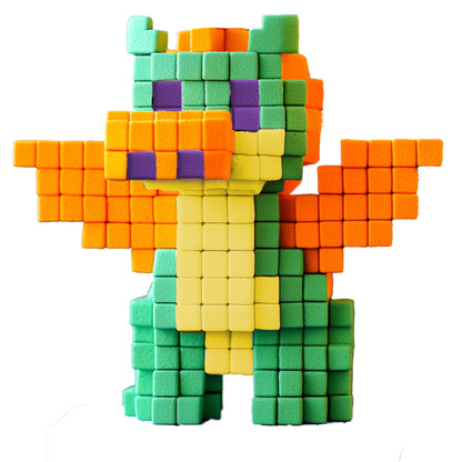 Fidl Bitz - Deluxe Set: Game set with approximately 640 colorful foam cubes for building and constructing, stick without sticking, float in water, blue/green/yellow/orange/purple/red (21102)