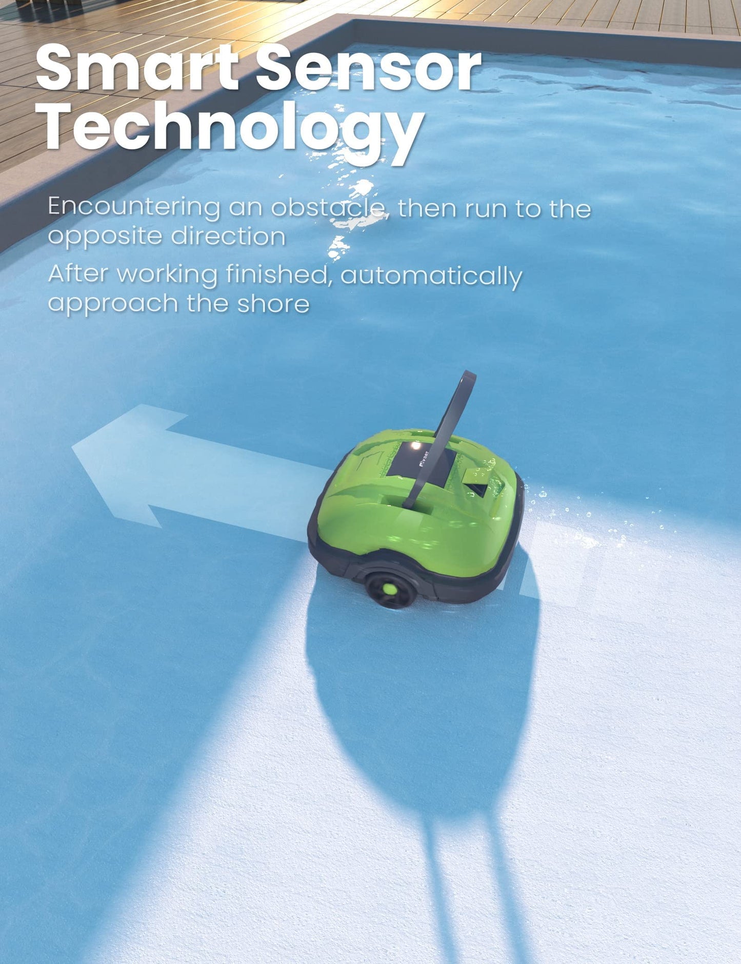 WYBOT Pool Robot Battery, Efficient Cleaning for Pools up to 50m² - Battery powered, Self-parking function & Dual Motor for maximum suction力