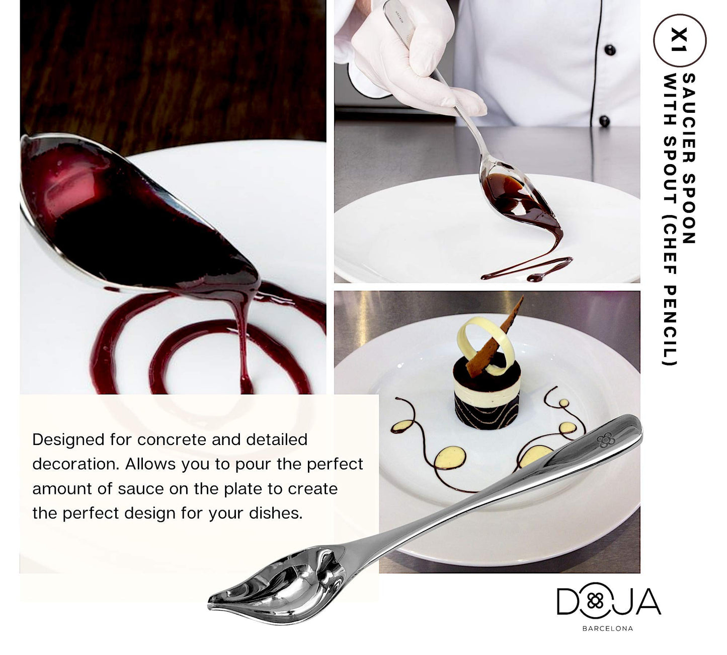 DOJA Barcelona | Kitchen Chef Cooking Utensils | Color: Copper | 7 Stainless Steel Plating Kit | Kitchen Tool Cooking Set | Decorative Garnishing Gadgets | Tweezers, Slotted, Spoon, Spatula...