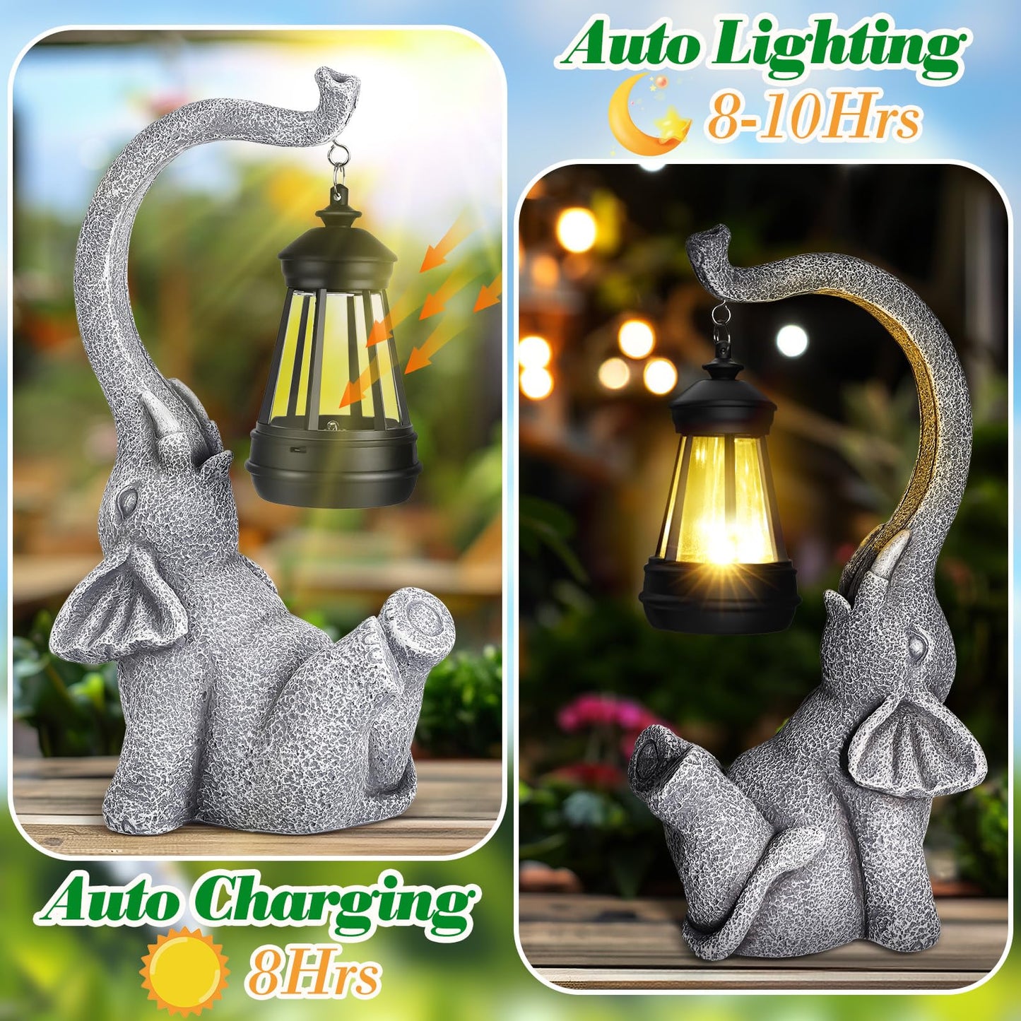 Linkax gifts for women, mom, grandma, solar garden elephant outdoor decor, solar lights for outside, birthday present for women, mom, friend, home terrace balcony living room decoration.