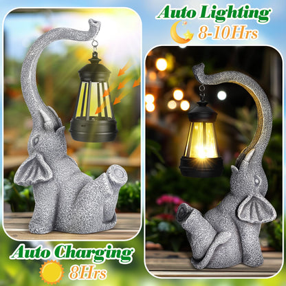 Linkax gifts for women, mom, grandma, solar garden elephant outdoor decor, solar lights for outside, birthday present for women, mom, friend, home terrace balcony living room decoration.