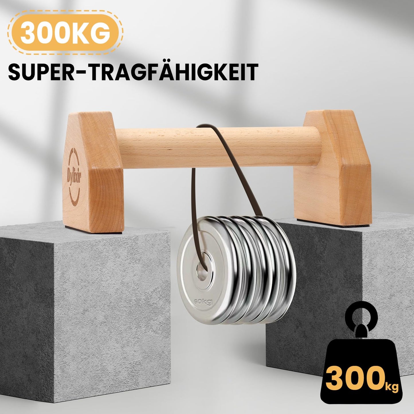 Push Up Bars made of wood for joint-friendly workouts. Perfect for calisthenics and home fitness. Ideal for handstands and push-ups.