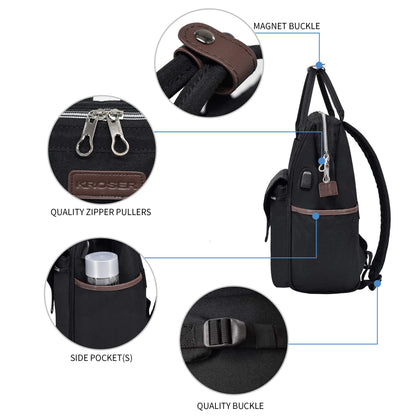 KROSER backpack for women, school laptop backpack 15.6 inch daypack waterproof for university/travel/business/work women/men, black.