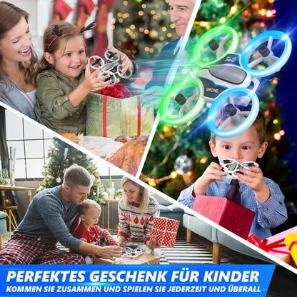 Mini drone with HD 720P camera for kids, RC drone with LED lights, quadcopter with 3D flips, headless mode and 3 batteries, 21 mins long flight time, toy drone helicopter for kids and beginners.