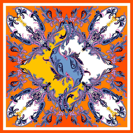Lorenzo Cana luxury women's silk scarf intricately printed scarf 100% silk 90 cm x 90 cm harmonious colors women's scarf wrap 89023