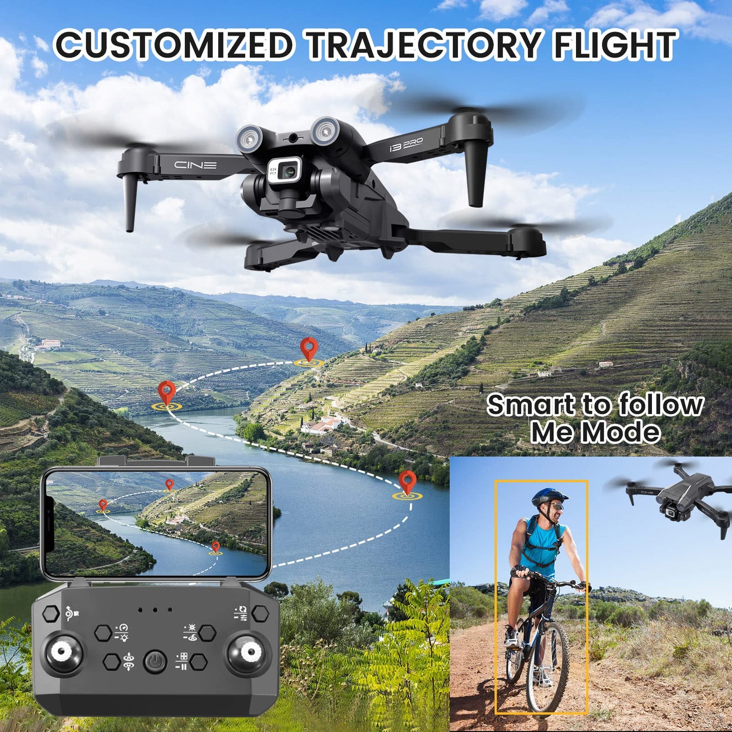 Mingfuxin Foldable Drone with Camera for Beginners, RC Quadcopter Drone with App WIFI FPV Live Video, Altitude Hold, Headless Mode, One-Key Takeoff Landing for Adults Kids
