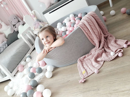 KiddyMoon Ball Pit Ball Pool with Colorful Balls ∅ 7cm for Babies Kids Square, Light Gray, 90X30cm/NO Balls