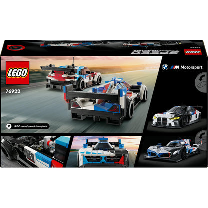 LEGO Speed Champions BMW M4 GT3 & BMW M Hybrid V8 race car toy with 2 buildable model cars and 2 race driver minifigures, gift for boys, girls ages 9+, model car 76922