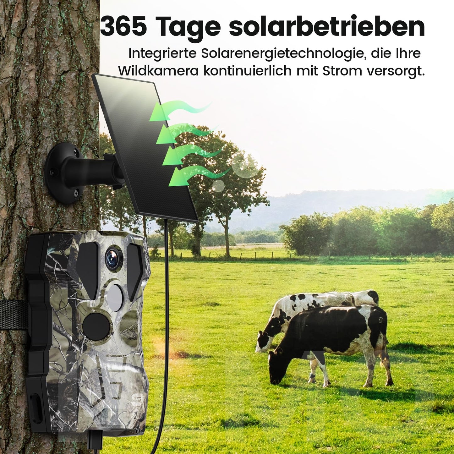 XTU Wildlife Camera with WiFi and cell phone transfer app - 64MP 2.7K Solar Wildlife camera with motion sensor night vision, 30m remote access, 0.2s trigger time 120° detection angle, with 32GB SD card 5600mAh battery