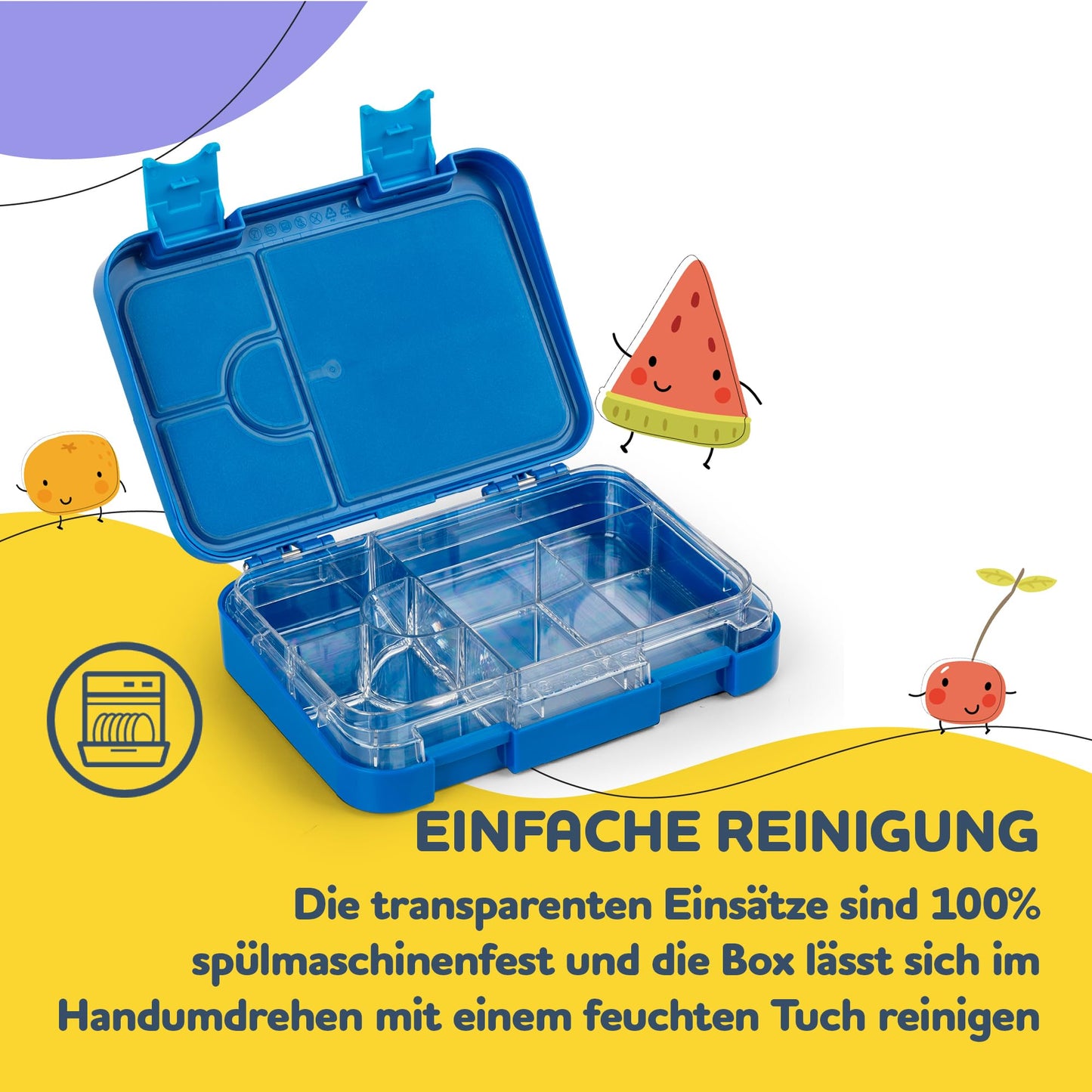 smackbite Junior lunch box for kids with compartments | BPA free lunchbox | bento box for kids | bread box | snack box | perfect for school, kindergarten & on the go (blue)