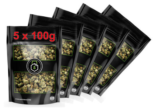 5 x Grove Bags Double Window Terploc 100 Gram Bags self-regulating microclimate 58-62% for fermenting, storing and preserving herbs.