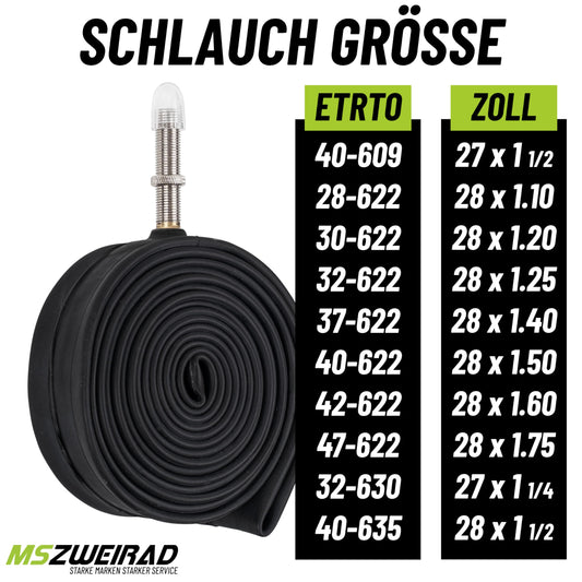 2-pack Schwalbe bike tube AV17 40mm 28 inch (28/47-622/635) including 3 MSZweirad tire levers
