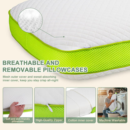 Rescien Memory Foam Neck Support Pillow 55 X 35cm with Carrying Bag, Orthopedic Pillow for Restful Sleep, Adjustable Height Side Sleeper Pillow, Ergonomic Head Pillow.