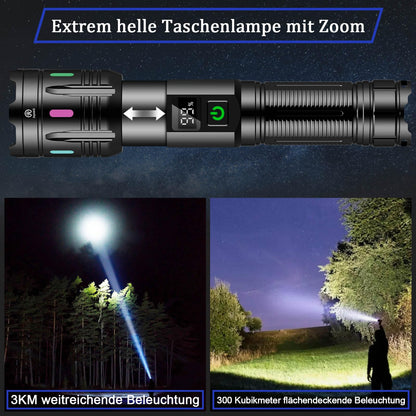 Jayxinli flashlight 1000000 lumens, rechargeable, extremely bright, powerful, zoomable, 5 light modes for camping, dog walks, emergencies, and daily use
