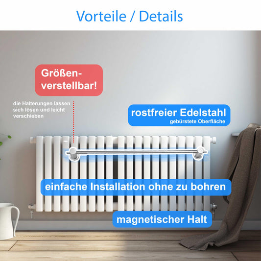 Stainless steel towel holder with magnetic attachment in 7 lengths 40-100cm (50cm)