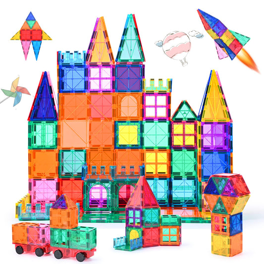 Magnetic blocks 100Pcs for kids aged 3+ Strong magnetic Montessori toy Kids STEM learning toy Gift to promote creativity for boys girls (100 pcs)