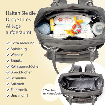 RUVALINO Baby Diaper Backpack, Multifunctional Diaper Bag Travel Backpack Large Capacity Baby Bag with Changing Pad, Waterproof Fabrics, Fits for Stroller (Dark Gray)