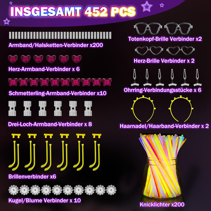 Millegu Glow Sticks Party Set, 200 glow sticks 252 connectors, neon glow stick necklaces and glow glasses for kids, decorations for festivals weddings Christmas party New Year's Eve decor 2025
