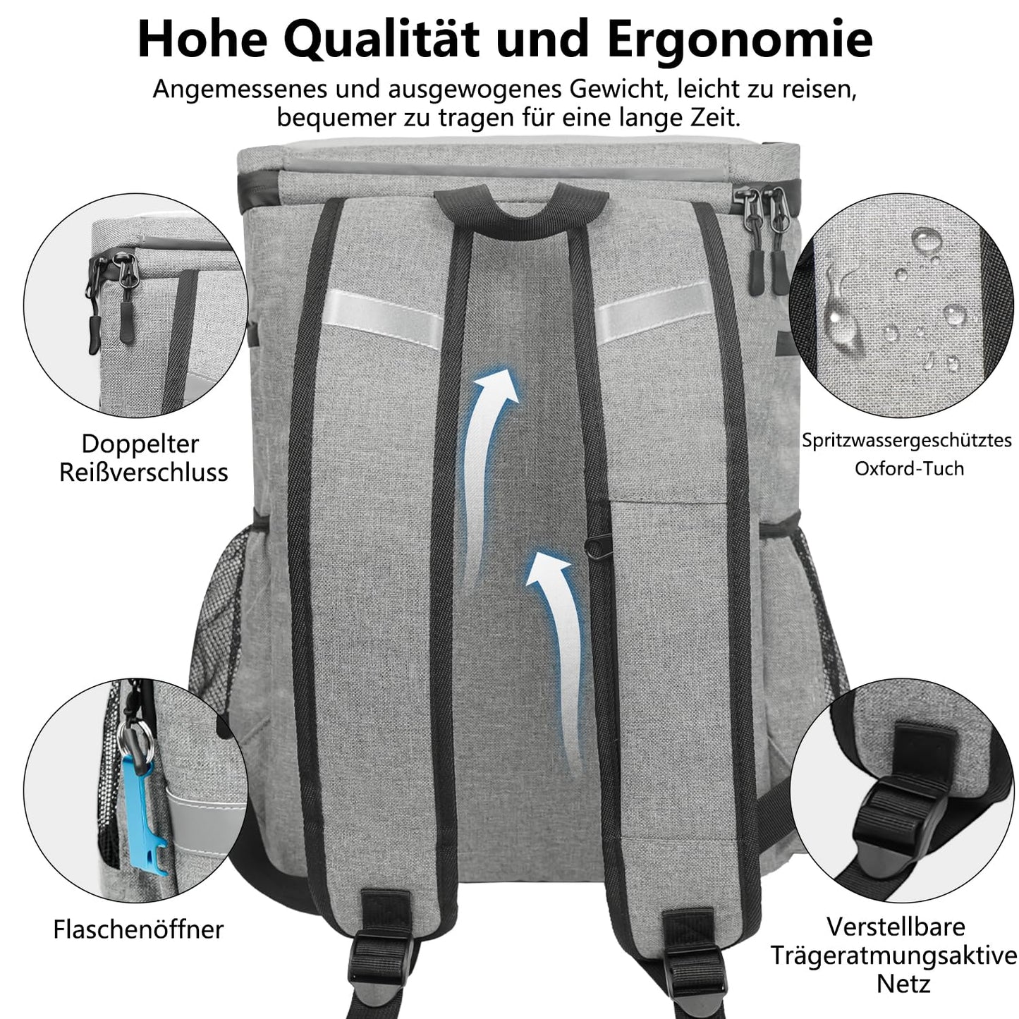 kiximay 30L Cooler Bag Large Foldable - Cooler Bag for Food & Drinks, Cooler Bag Picnic Bag, Insulated Thermal Bag, Car Cooler Bag for Beach/Picnic/Camping/BBQ