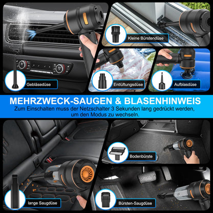 Fwiull Handheld Vacuum, 18000PA Car Vacuum, 4-in-1 Cordless Handheld Vacuum Cleaner, 3-Speed 200000 RPM Car Vacuum, Foldable Car Vacuum for Office Use, Car, Kitchen, Pet Hair