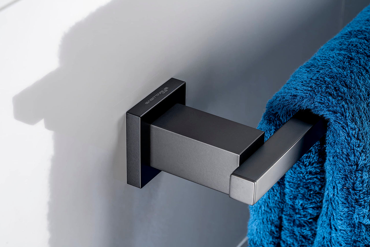 Sagittarius One 270S1-B towel holder in matt black | 70cm bathroom towel holder | Brass black towel bar | Black wall towel holder | Rust-free square towel holder