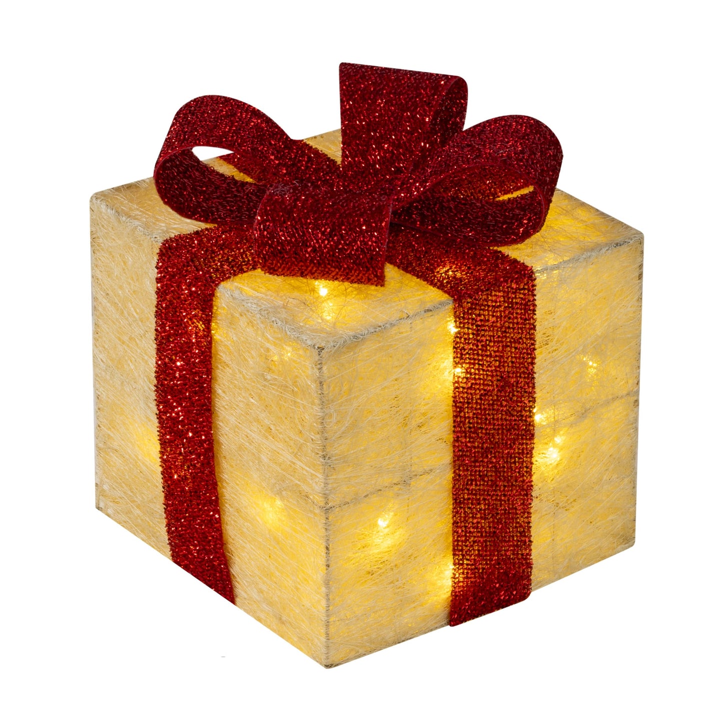 Bambelaa! 3er LED decorative gift light boxes with timer Christmas decoration illuminated Christmas decoration (Yellow)